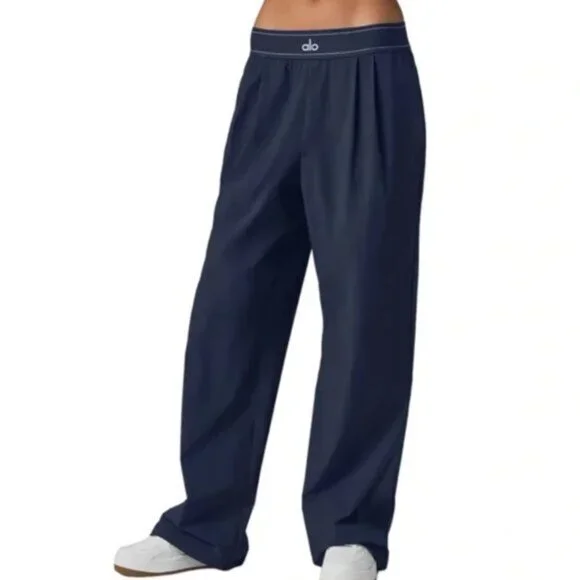 ALO Yoga Trouser Wide-Leg Pants Navy Blue / New